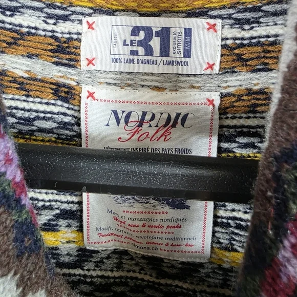 Le 31 Simons Nordic Folk tribal knit wool cardigan - Picture 6 of 10